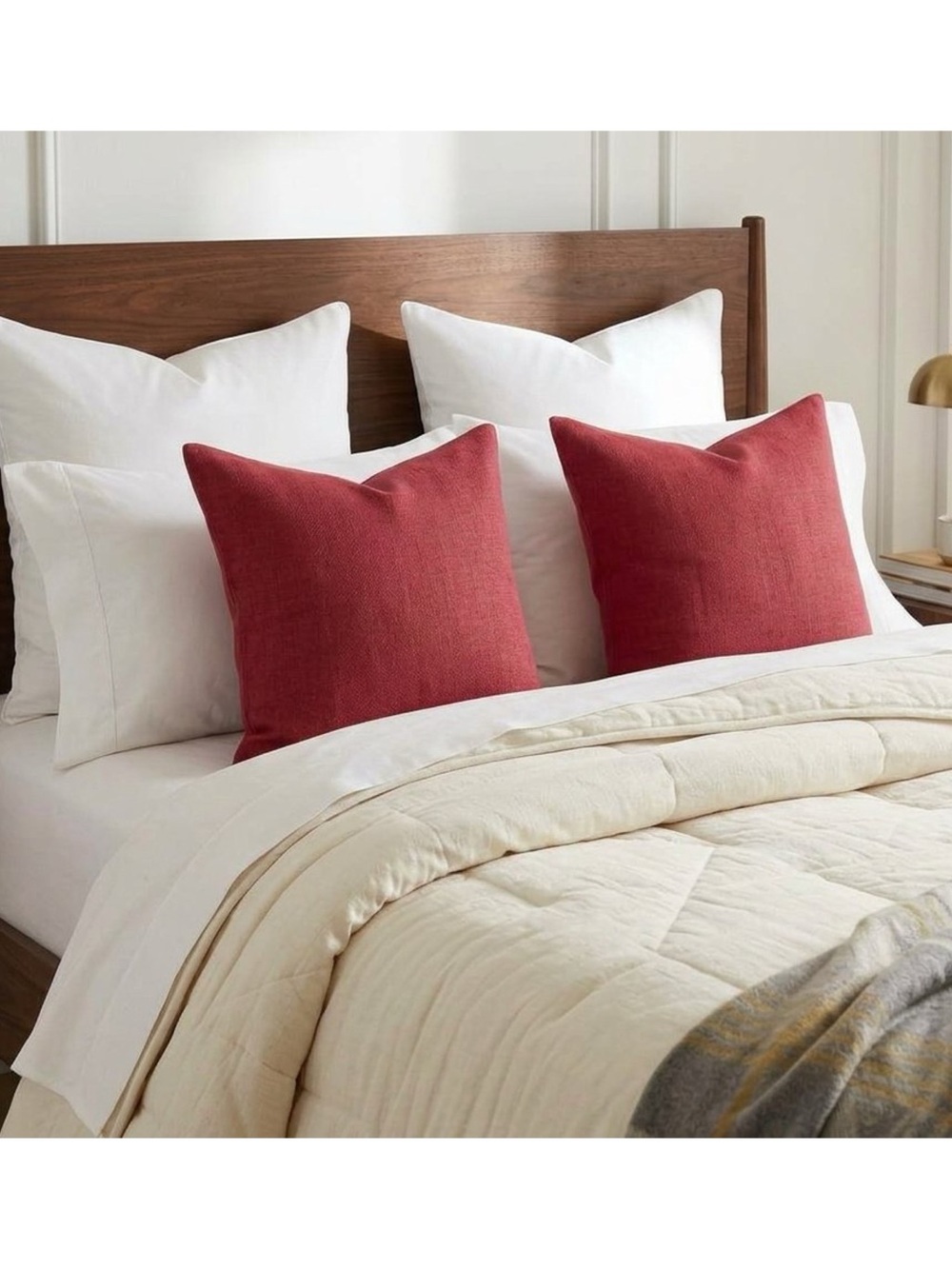 Pottery Barn Terracotta Red Linen Set of 2 Pillow Covers 18”x18” Quiet Luxury